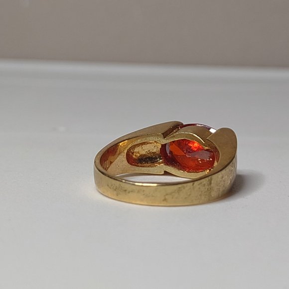 Gold Tone And Red Stone Ring Size 10.25 - Picture 5 of 9